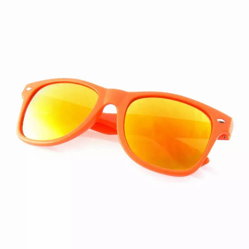 Flash Mirror Reflective Lens Neon Horned Rim Sunglasses Sunglass Memphis