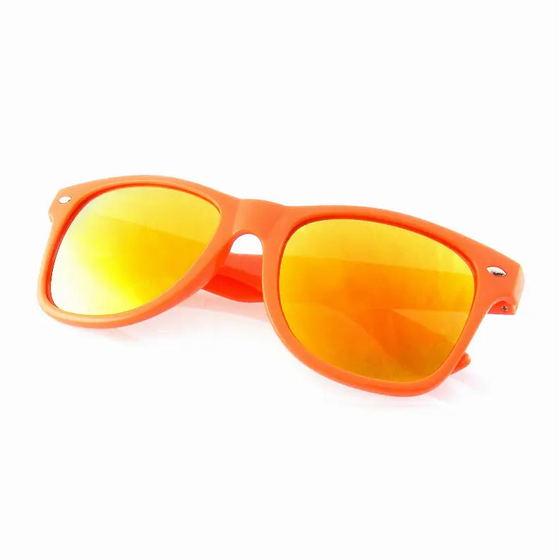 Flash Mirror Reflective Lens Neon Horned Rim Sunglasses Sunglass Memphis