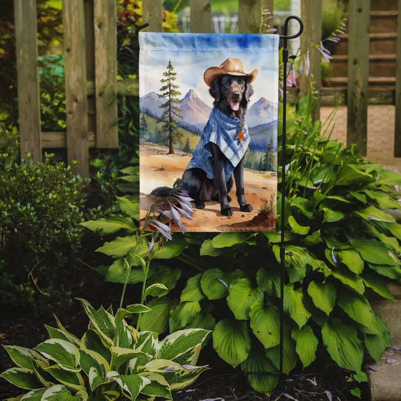 Flat-Coated Retriever Cowboy Welcome Garden Flag Caroline's Treasures