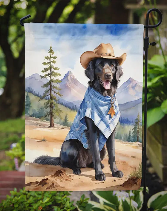 Flat-Coated Retriever Cowboy Welcome Garden Flag Caroline's Treasures