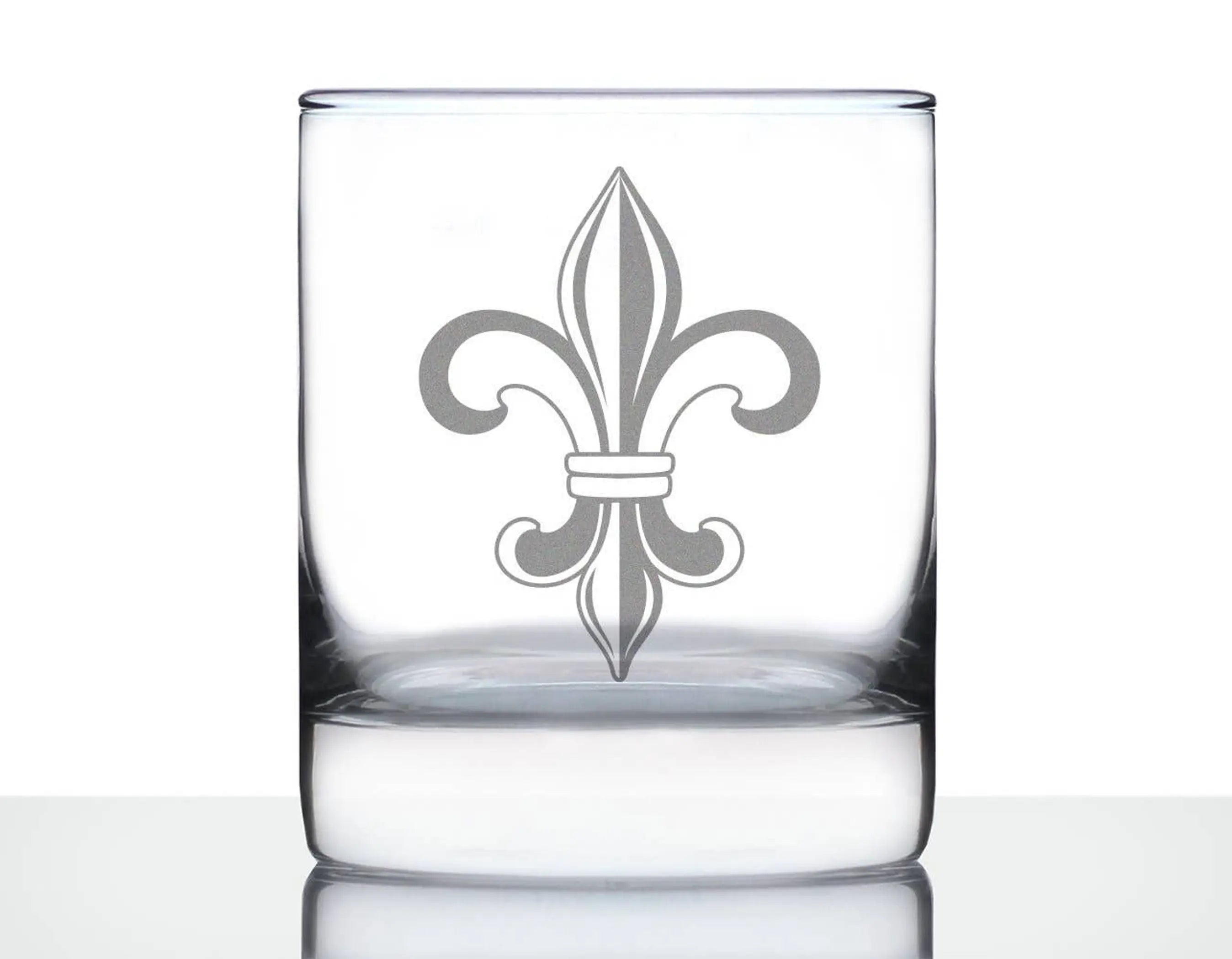 Fleur de Lis Whiskey Rocks Glass - Floral French Gifts Bevvee