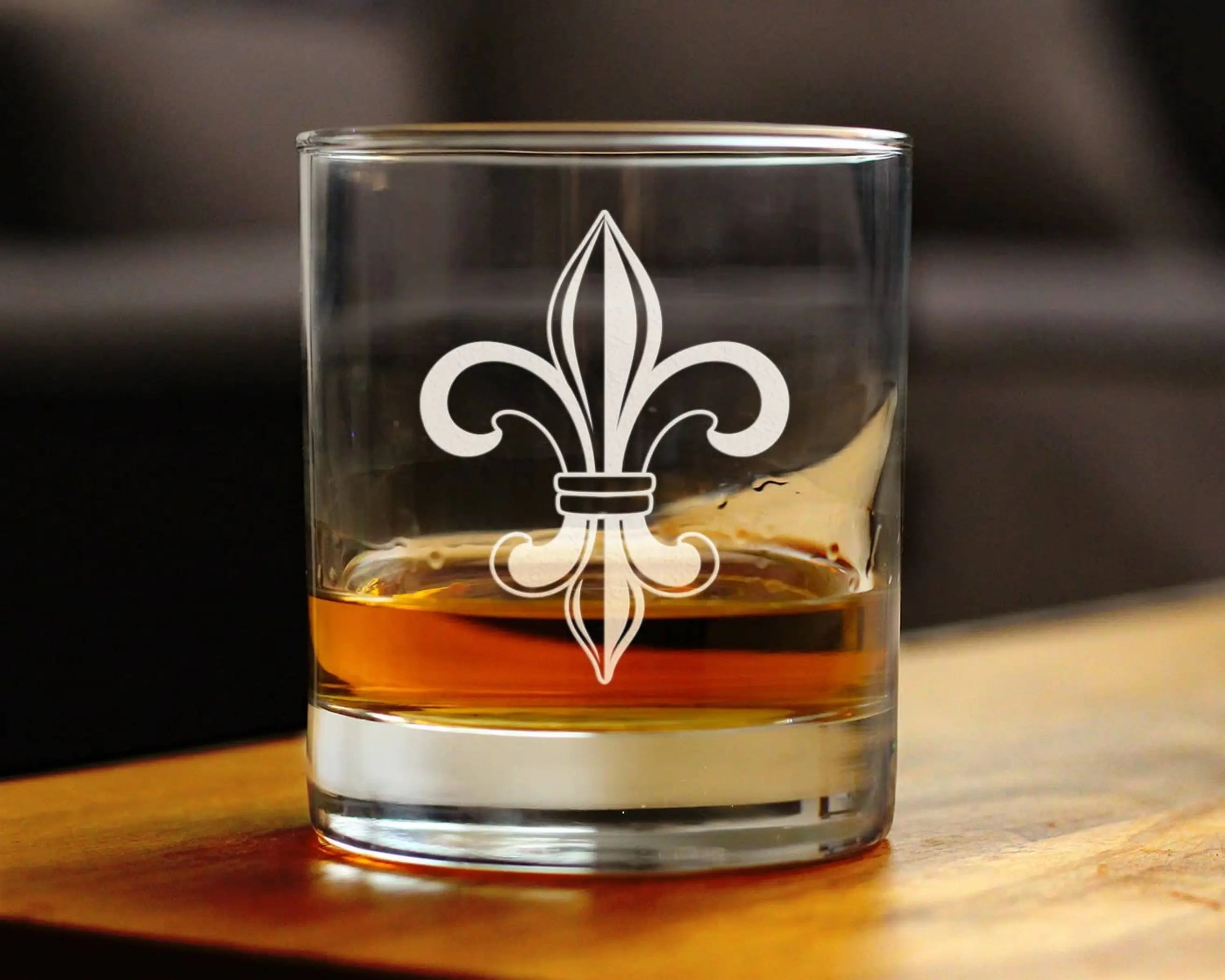 Fleur de Lis Whiskey Rocks Glass - Floral French Gifts Bevvee