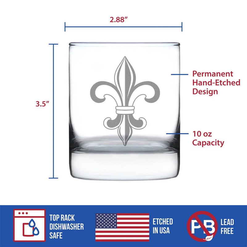 Fleur de Lis Whiskey Rocks Glass - Floral French Gifts Bevvee