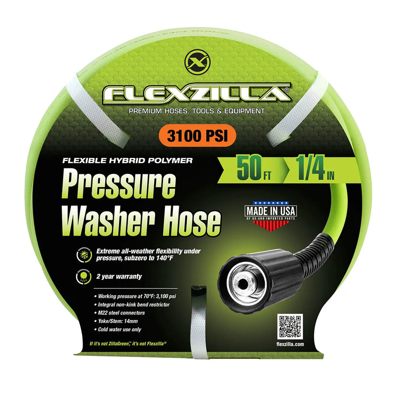 Flexzilla Pressure Washer Hose 1/4" X 50' With M22 Fittings (boxed) FLEXZILLA