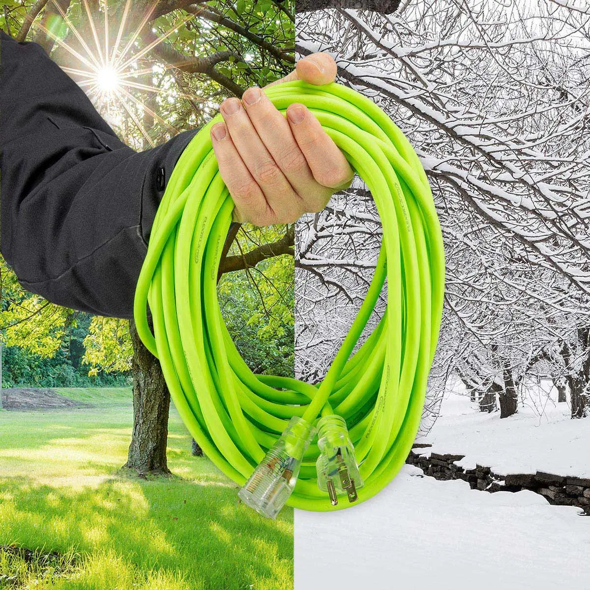 Flexzilla Pro Extension Cord 12/3 Awg Sjtw 50ft Outdoor Lighted Plug FLEXZILLA