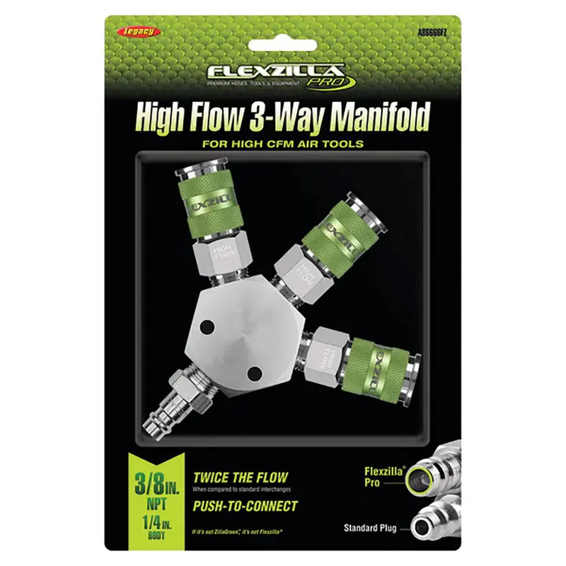 Flexzilla Pro High Flow 3-way Manifold 3/8" Npt FLEXZILLA
