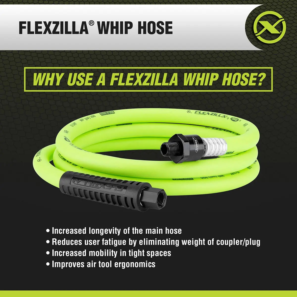 Flexzilla Whip Hose With Ball Swivel 3/8" X 6' FLEXZILLA