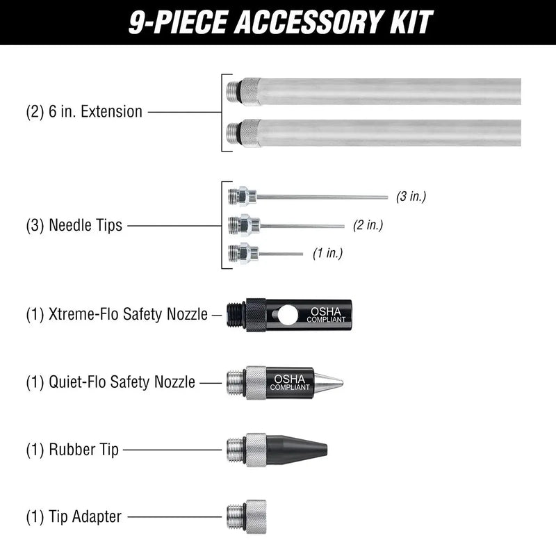 Flexzilla X1™ Blow Gun Kit Zillagreen (10-piece) FLEXZILLA