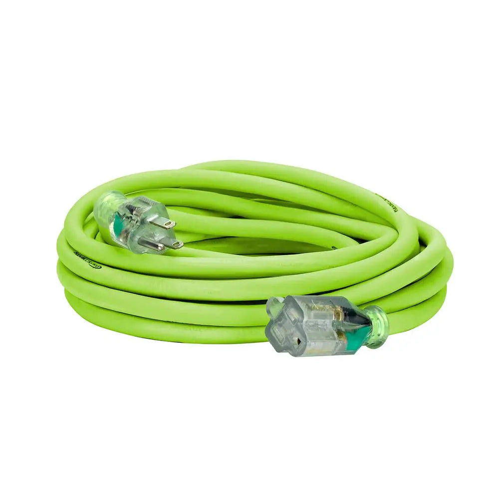 Flexzilla® Pro Extension Cord 12/3 Awg Sjtw 25' Outdoor Lighted Plug Zillagreen™ FLEXZILLA