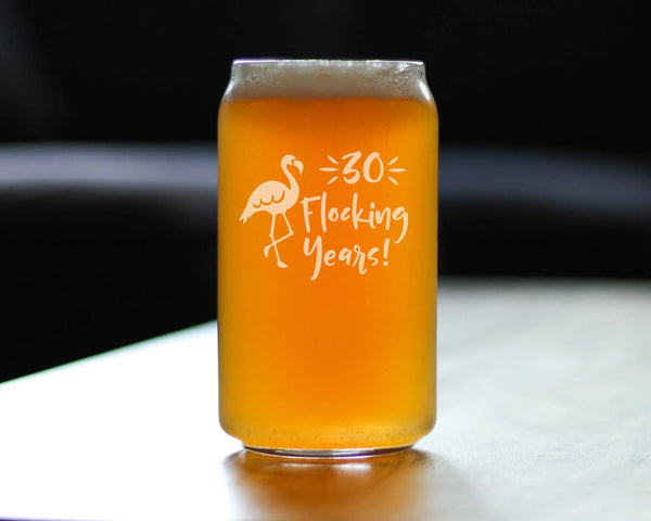 Flocking 30 Beer Can Pint Glass - 30th Anniversary Gifts Bevvee