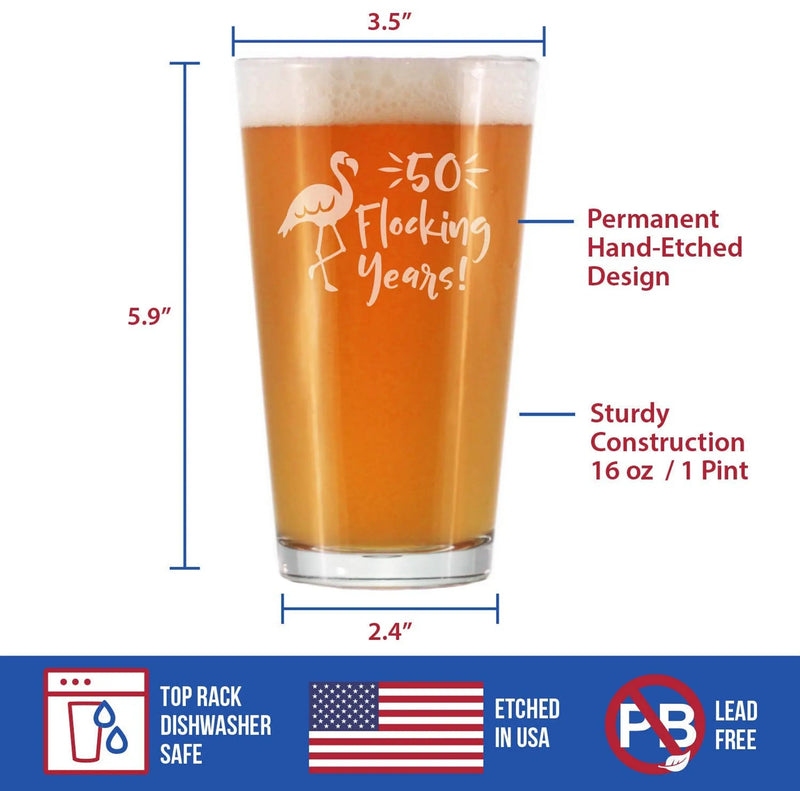 Flocking 50 Pint Glass for Beer - 50th Anniversary Gifts Bevvee