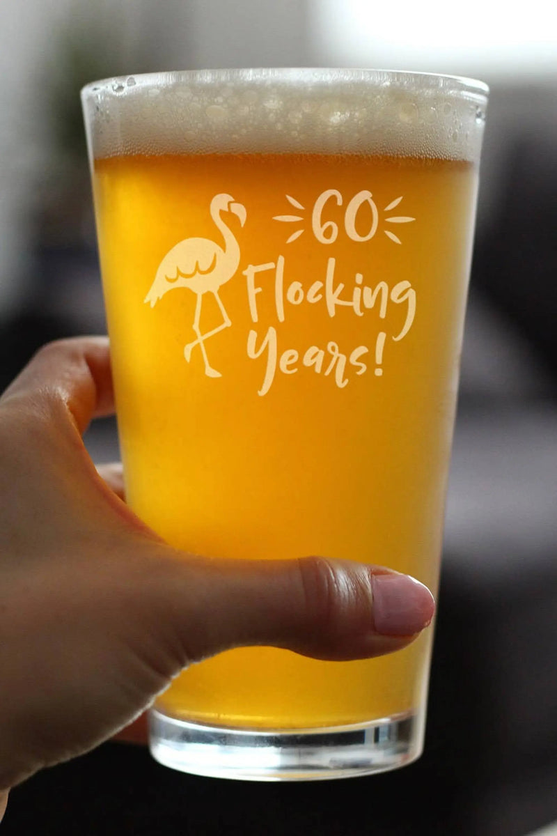 Flocking 60 Pint Glass for Beer - 60th Birthday Gifts Bevvee