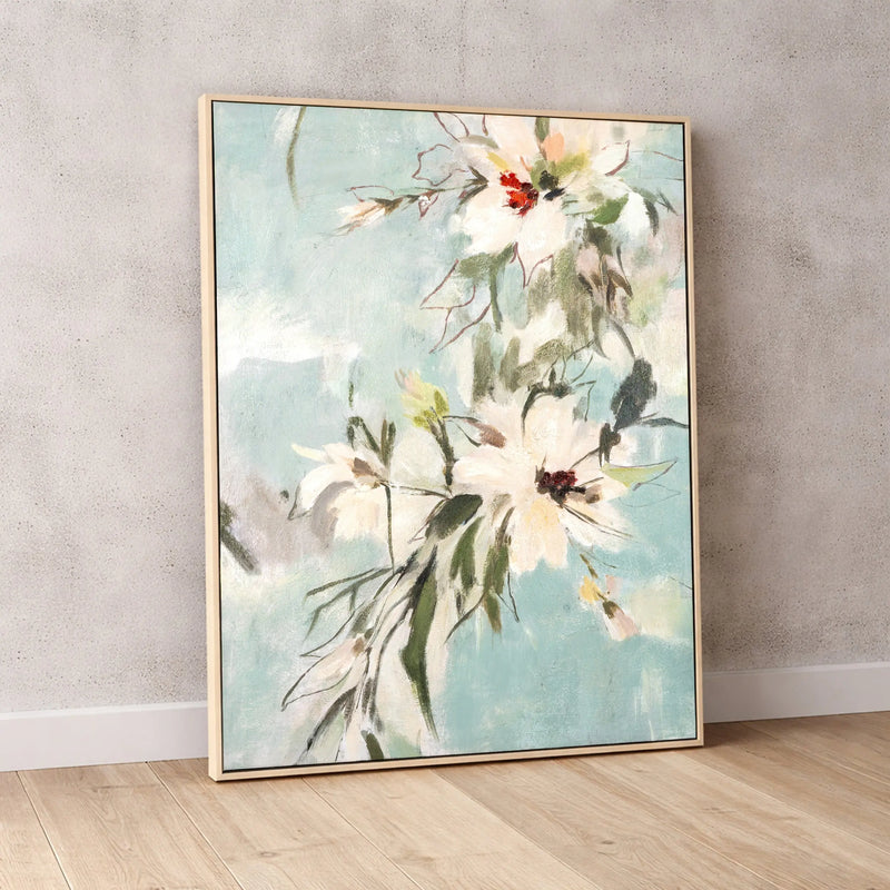 Floral Dance Hand Painted Light Brown Floater Frame Wall Art Homeroots Home Decor