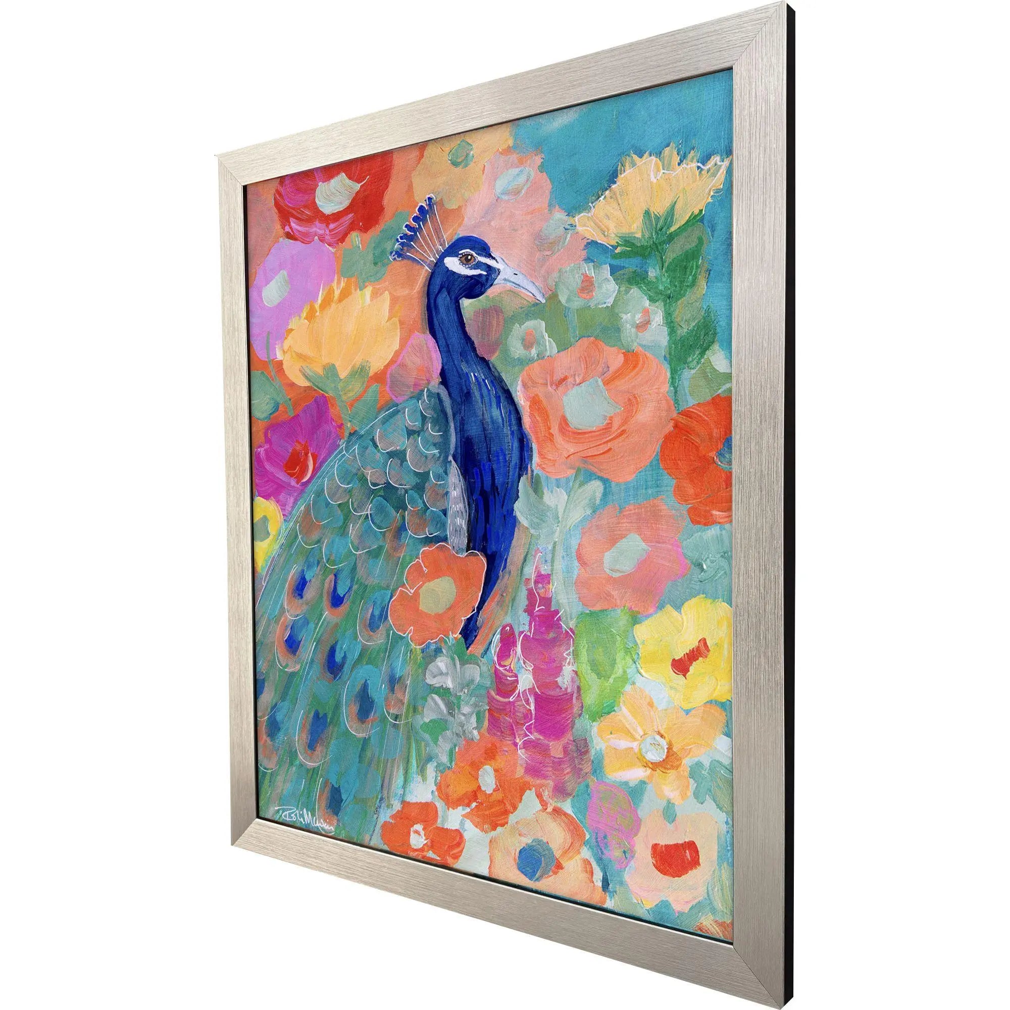 Floral Peacock I Silver Framed Wall Art Homeroots Home Decor