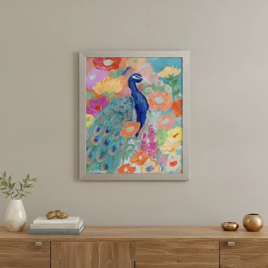 Floral Peacock I Silver Framed Wall Art Homeroots Home Decor