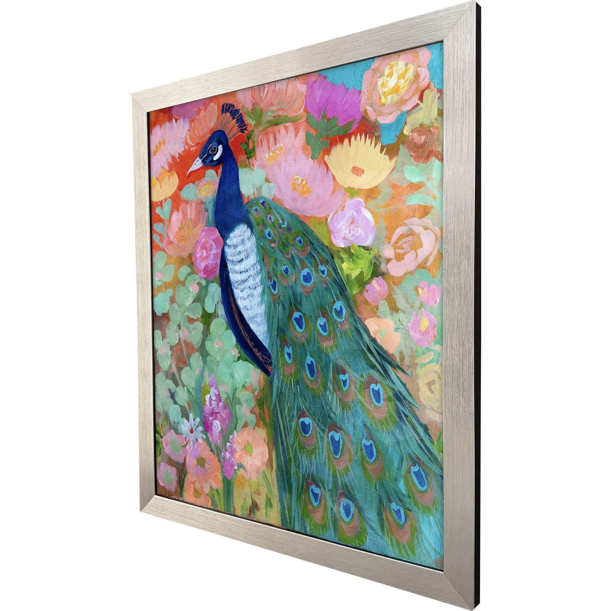 Floral Peacock II Silver Framed Wall Art Homeroots Home Decor