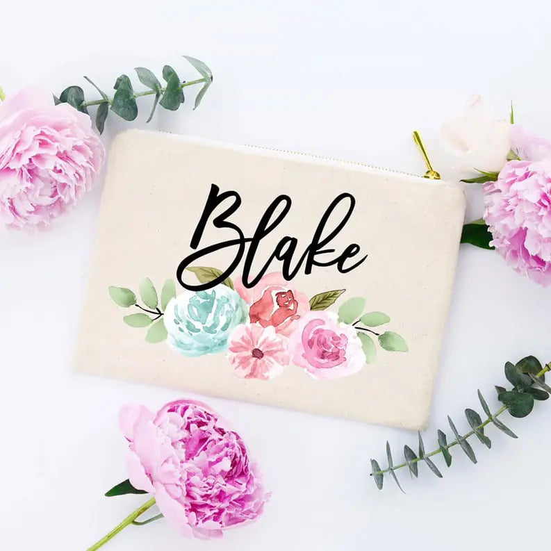 Floral Personalized Cosmetic Bag Dream Team Designs
