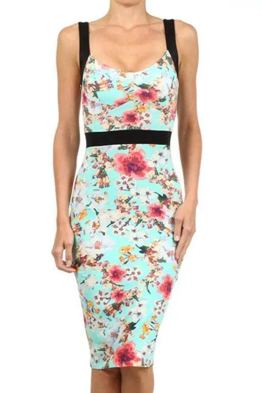 Floral Print Body-Con Midi Dress SurelyMine