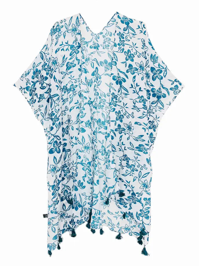 Floral Tassels Trim Kimono JC Sunny Fashion