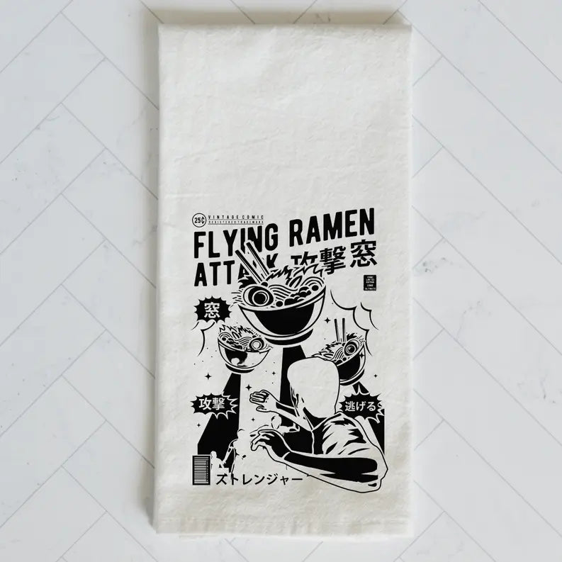 Flying Ramen Attack Kitchen Towel The 308 Collective