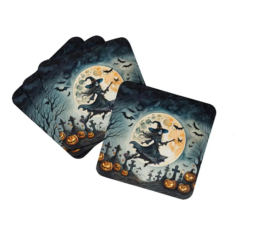 Flying Witch Spooky Halloween Pair of Pot Holders Caroline's Treasures
