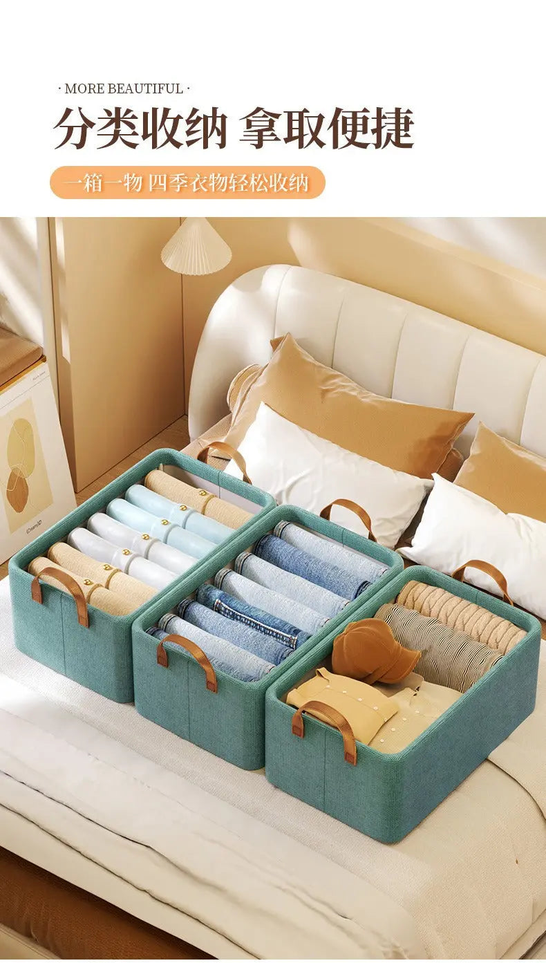 Foldable Fabric Storage Box for Home Dormitory, Clothes and Pants Wardrobe Storage Bin, Large Capacity Multifunctional Organizer GreatEagleInc