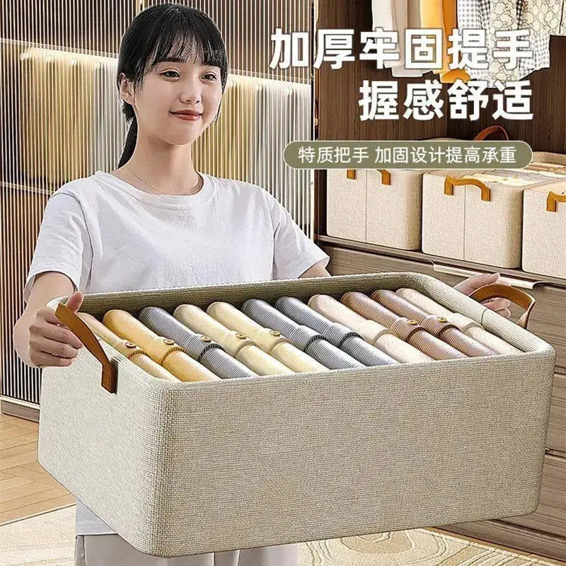 Foldable Fabric Storage Box for Home Dormitory, Clothes and Pants Wardrobe Storage Bin, Large Capacity Multifunctional Organizer GreatEagleInc
