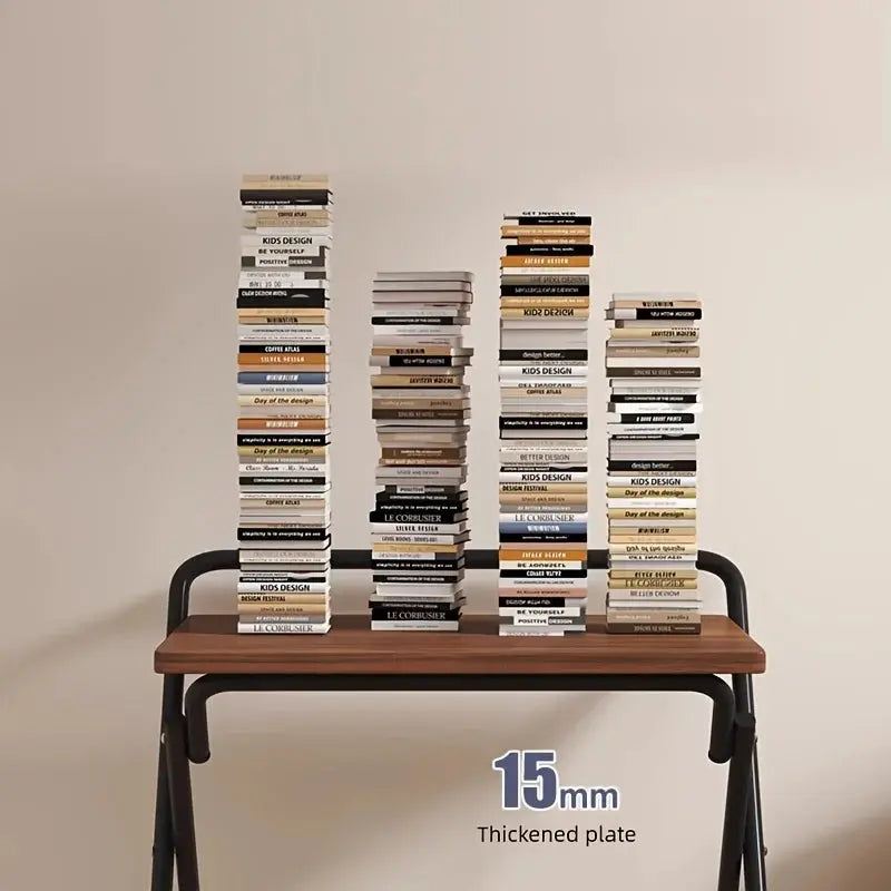 Folding computer desk, simple and modern home desk, small apartment study/office desk, wrought iron and solid wood grain GreatEagleInc