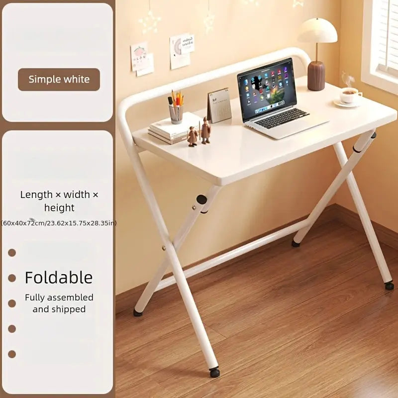 Folding computer desk, simple and modern home desk, small apartment study/office desk, wrought iron and solid wood grain GreatEagleInc
