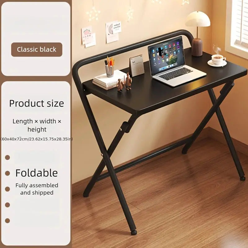Folding computer desk, simple and modern home desk, small apartment study/office desk, wrought iron and solid wood grain GreatEagleInc