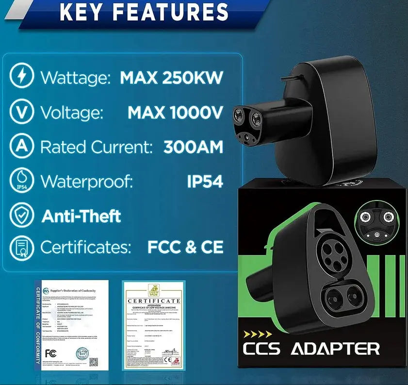 For Tesla American Standard DC Fast Charging Converter Tesla Converter CCS1 Converter CCS1 to Tesla charging head adapter GreatEagleInc