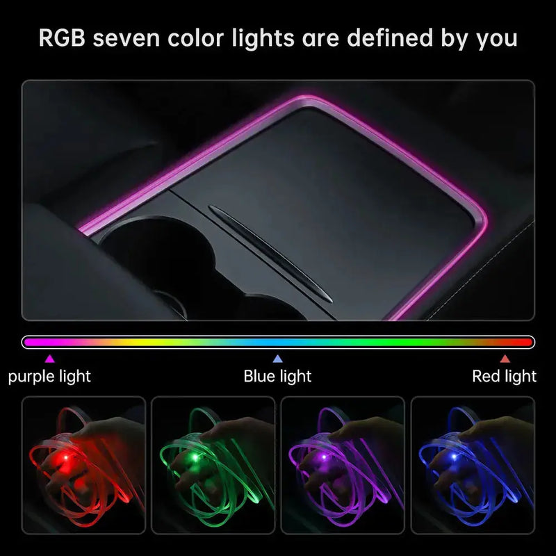 For Tesla Model Y/3 2021-2023 Center Console Dashboard Ambient Lights LED Strips Neon Lighting Center Tesla Accessories GreatEagleInc