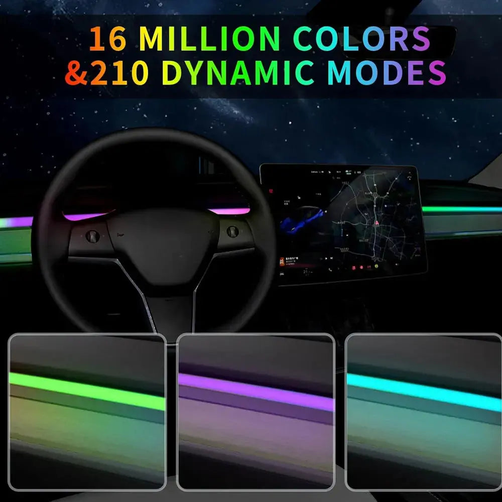 For Tesla Model Y/3 2021-2023 Center Console Dashboard Ambient Lights LED Strips Neon Lighting Center Tesla Accessories GreatEagleInc