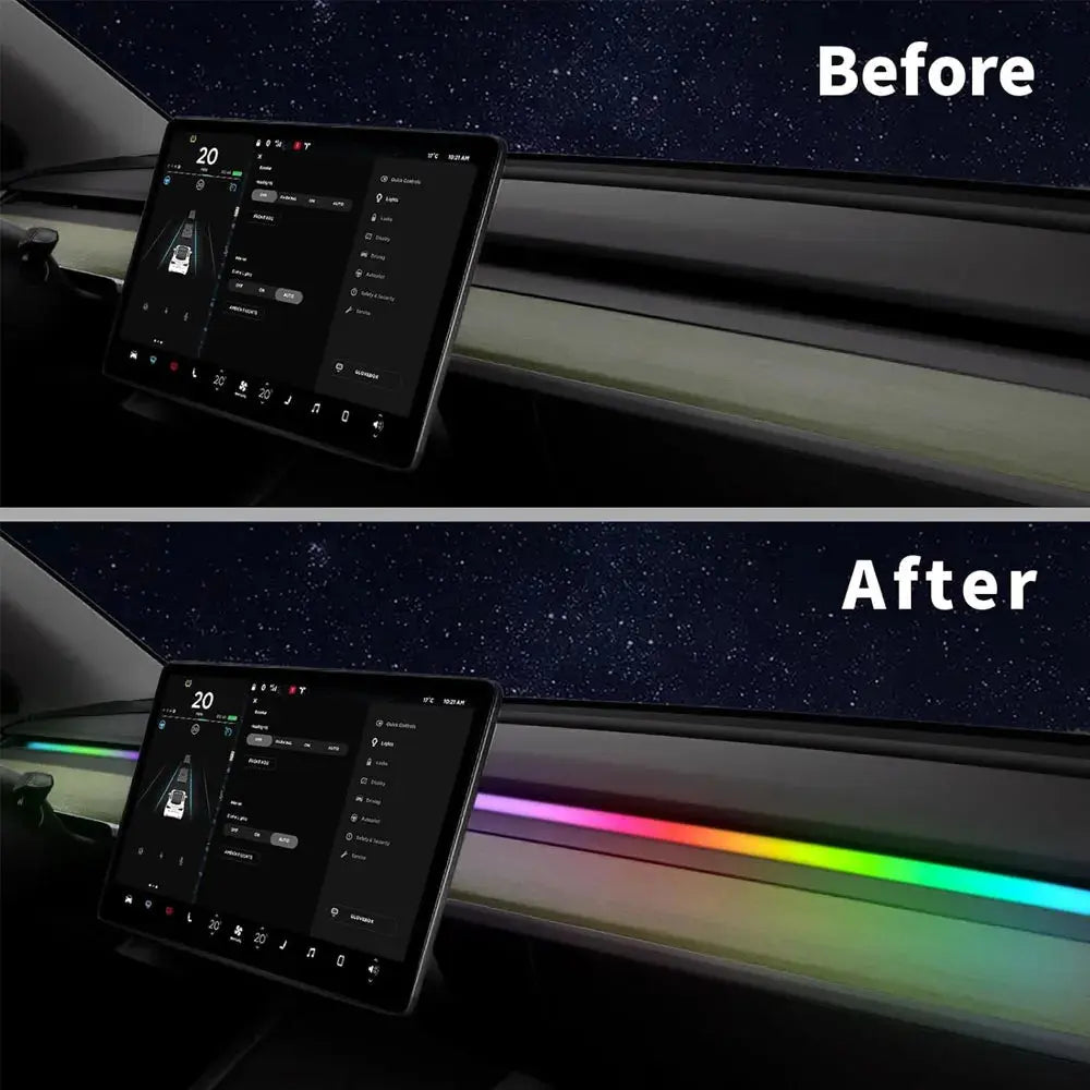 For Tesla Model Y/3 2021-2023 Center Console Dashboard Ambient Lights LED Strips Neon Lighting Center Tesla Accessories GreatEagleInc