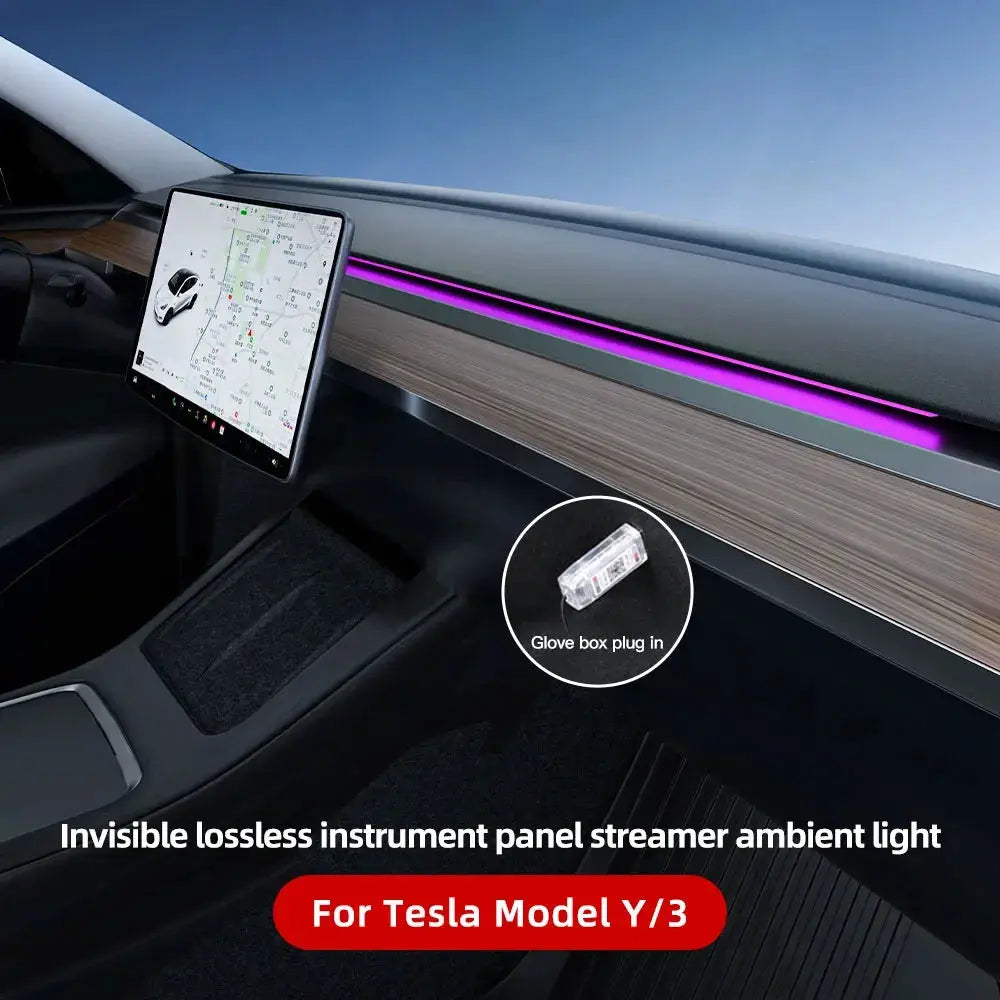 For Tesla Model Y/3 2021-2023 Center Console Dashboard Ambient Lights LED Strips Neon Lighting Center Tesla Accessories GreatEagleInc