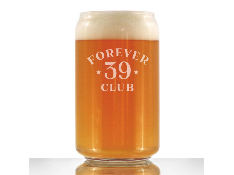 Forever 39 Beer Can Pint Glass - 40th Birthday Gifts Bevvee