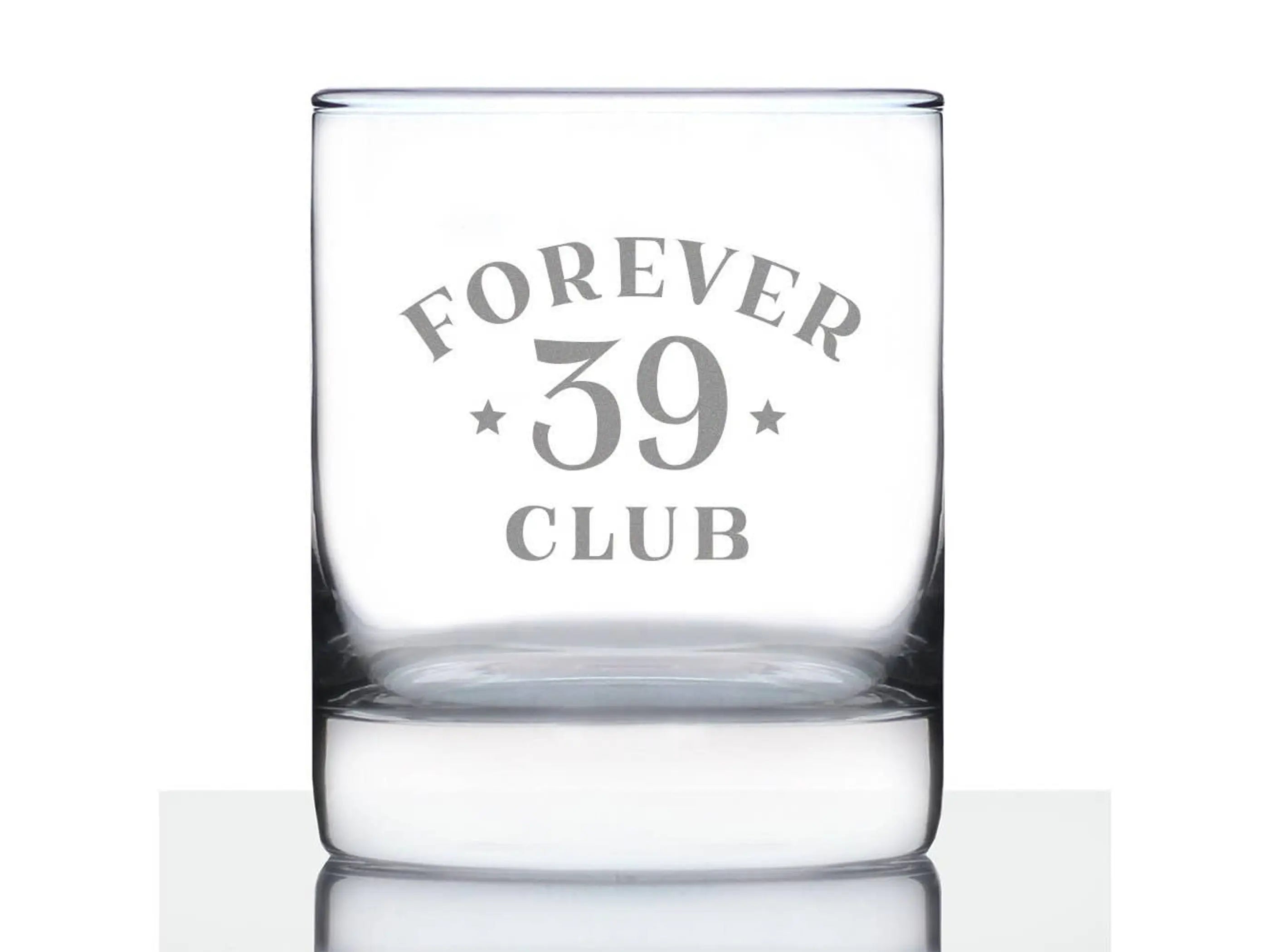Forever 39 Whiskey Rocks Glass - 40th Birthday Gifts Bevvee