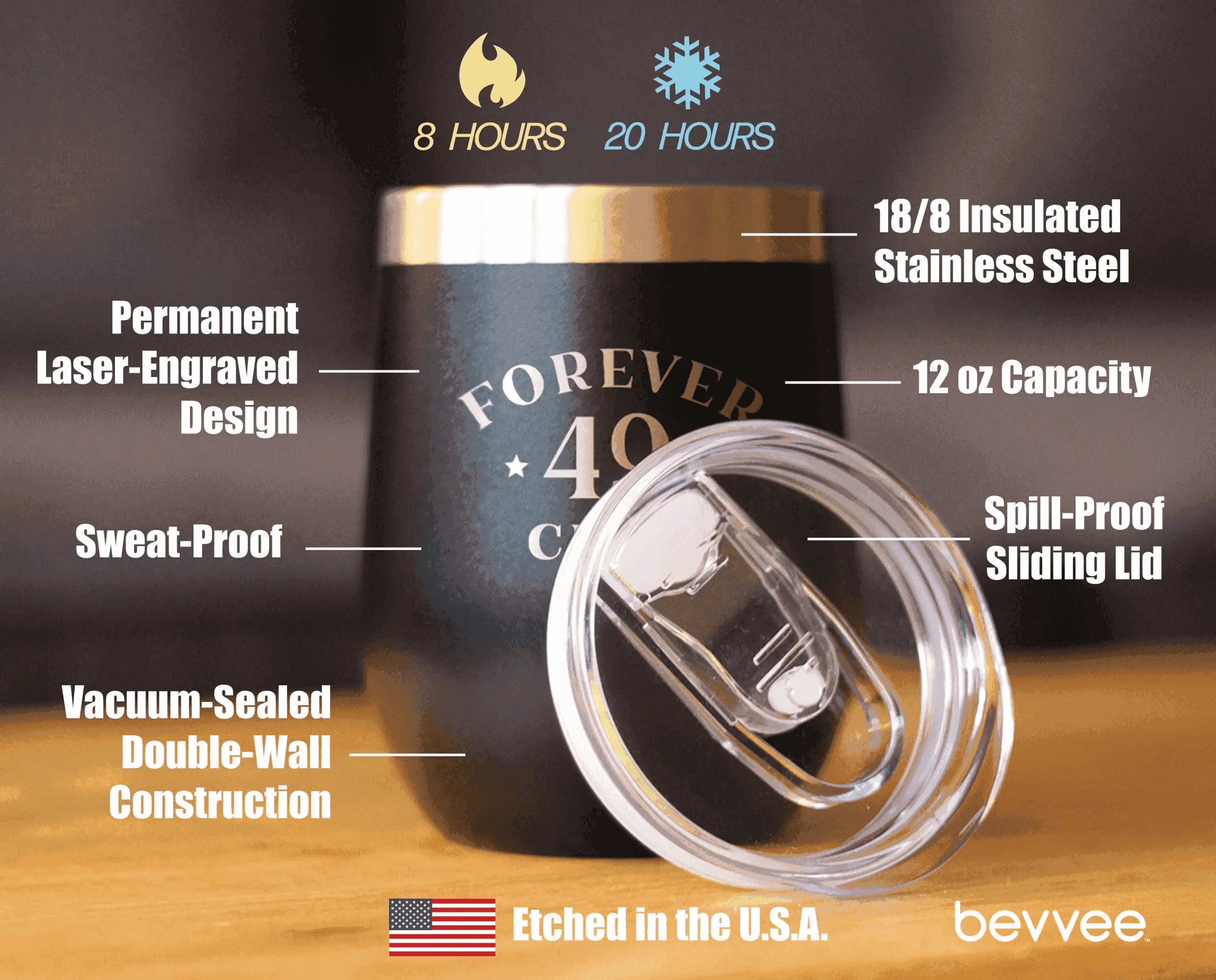 Forever 49 Insulated Wine Tumbler - 50th Birthday Gifts Bevvee