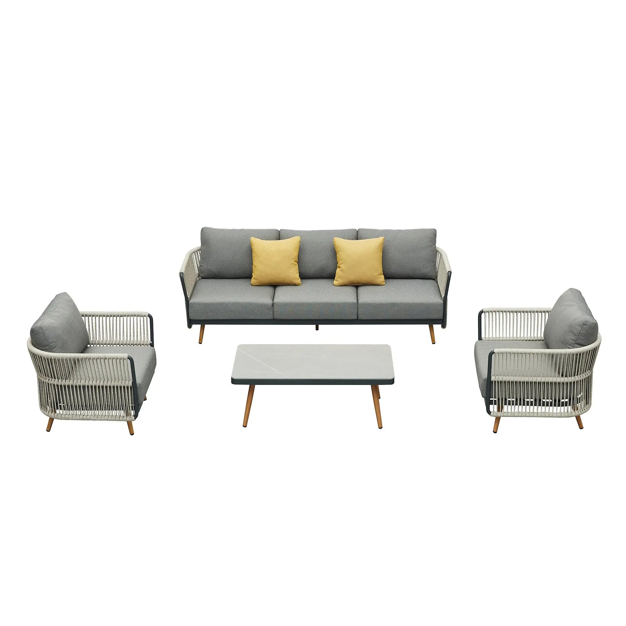 Four Piece Black Metal Outdoor Patio Set With Table Homeroots Outdoor