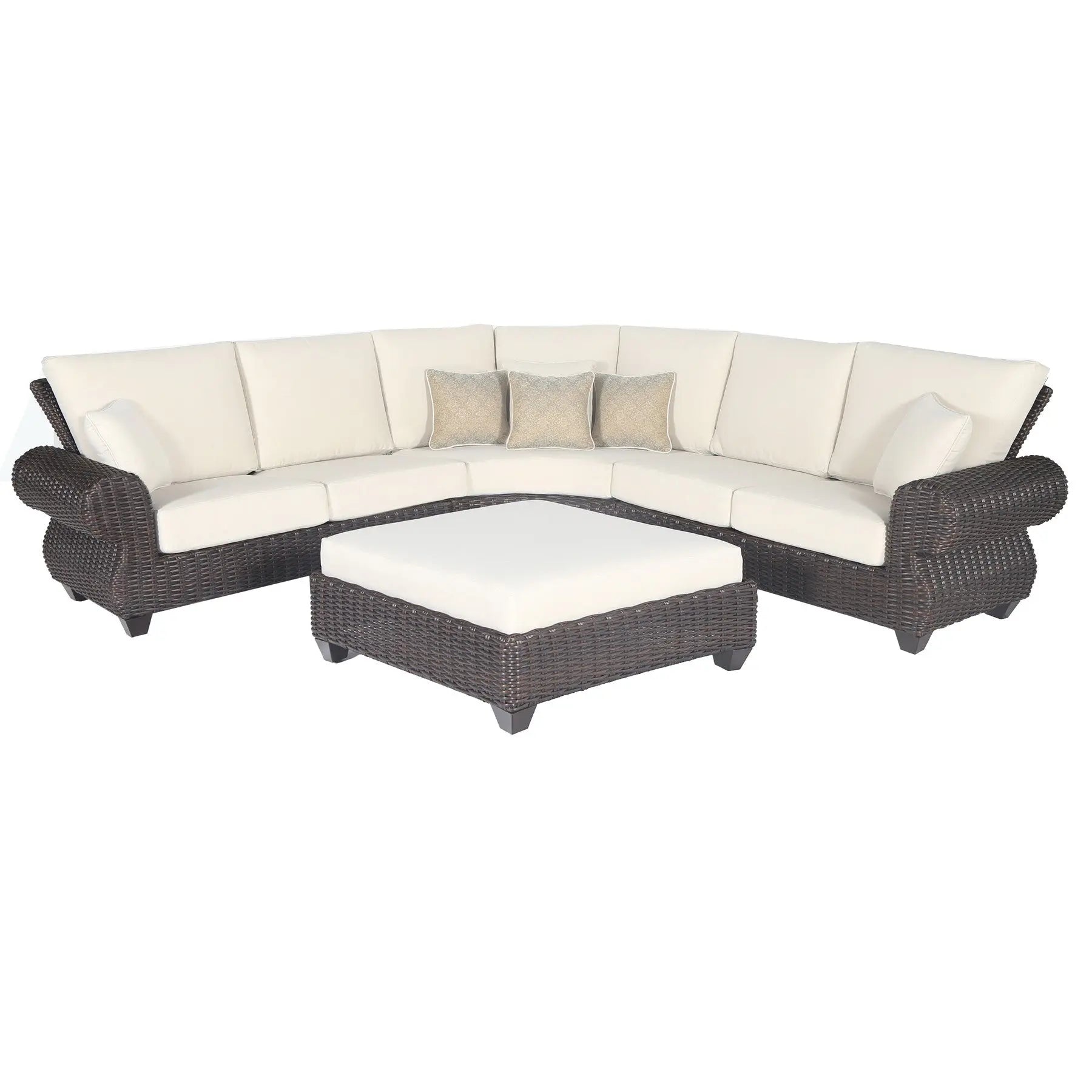 Four Piece Brown and White Wicker Sectional Seating Group Homeroots Outdoor