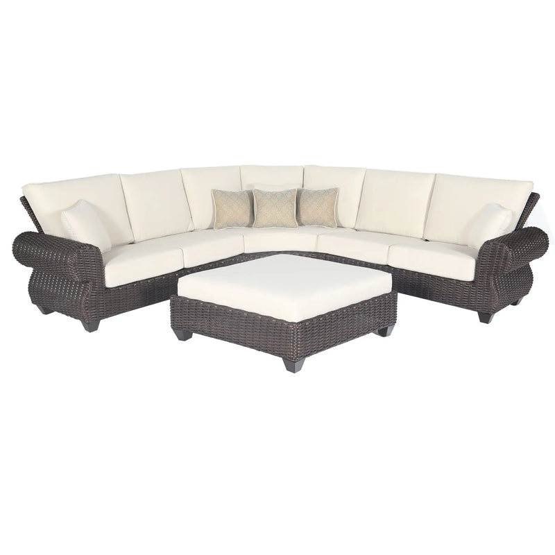 Four Piece Brown and White Wicker Sectional Seating Group Homeroots Outdoor