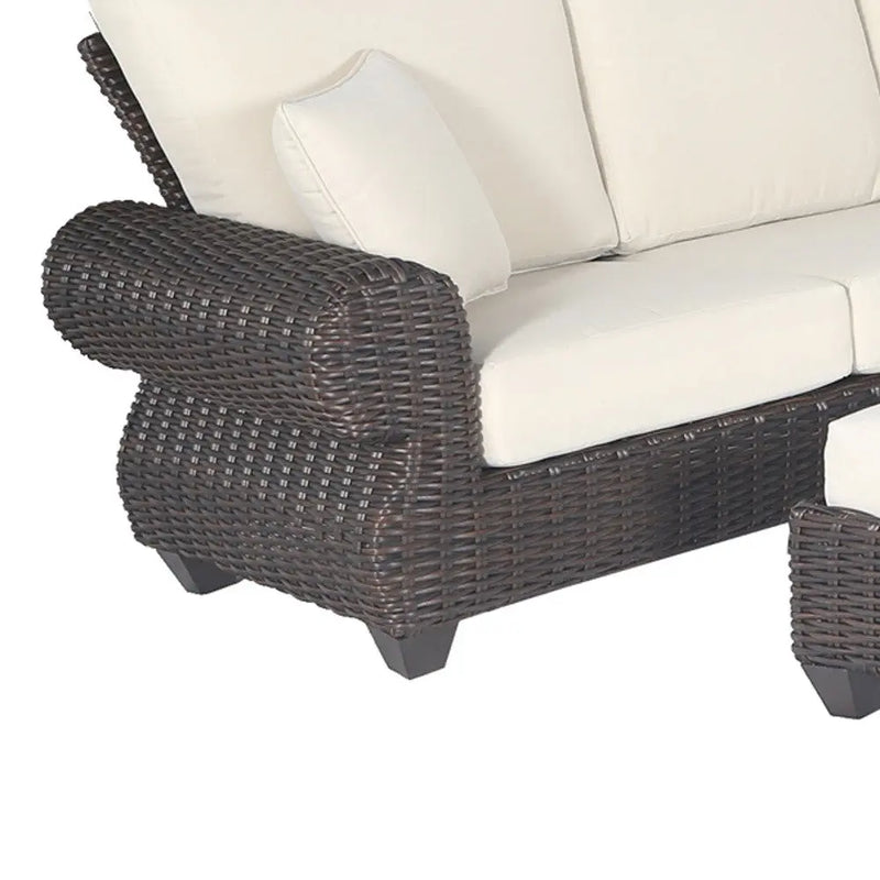 Four Piece Brown and White Wicker Sectional Seating Group Homeroots Outdoor