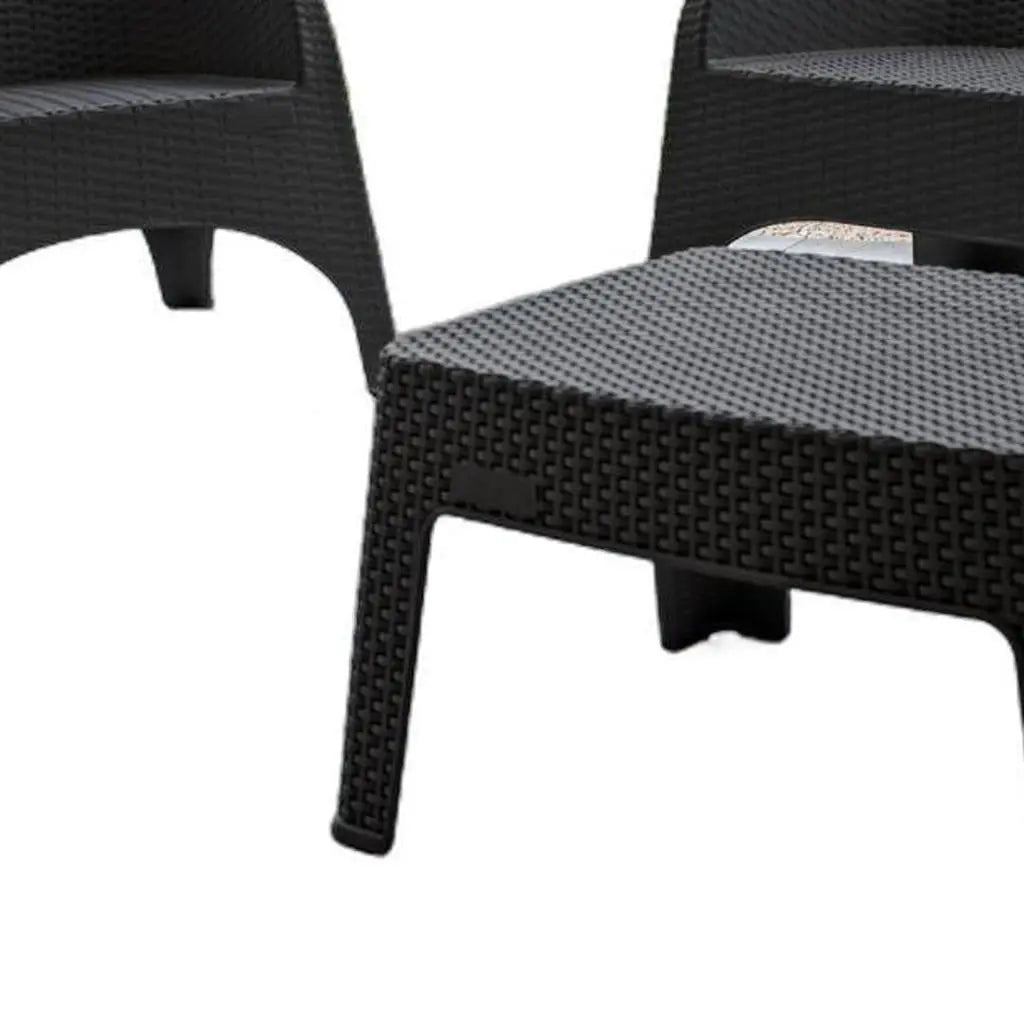 Four Piece Espresso Plastic Outdoor Patio Set With Table Homeroots Outdoor