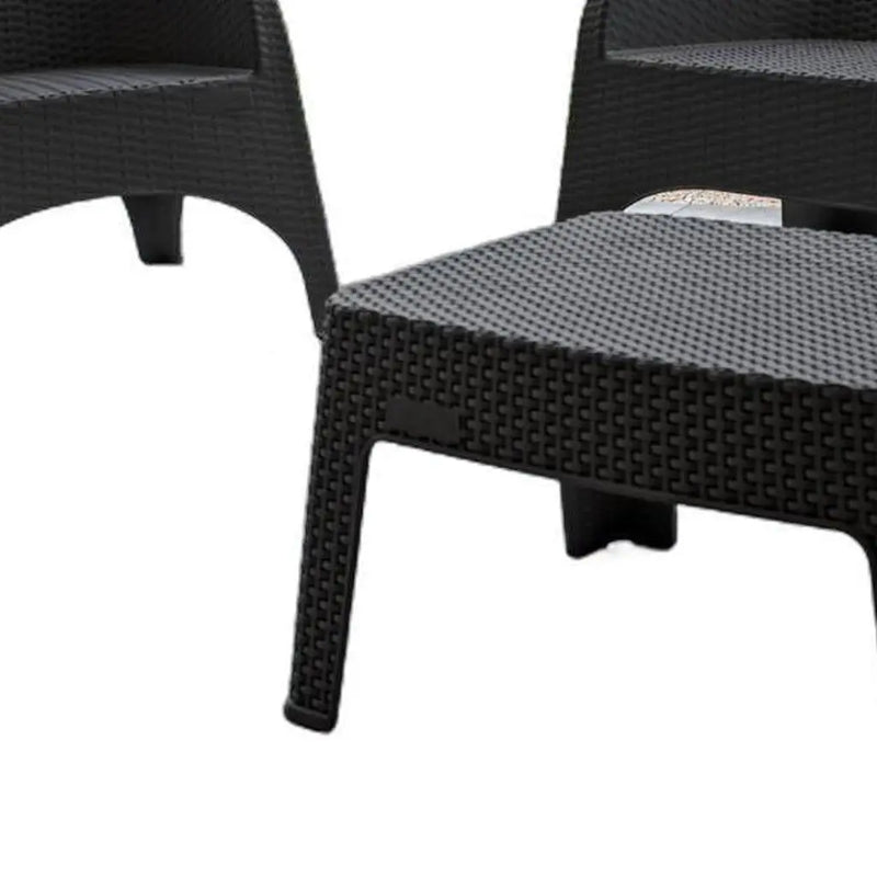 Four Piece Espresso Plastic Outdoor Patio Set With Table Homeroots Outdoor