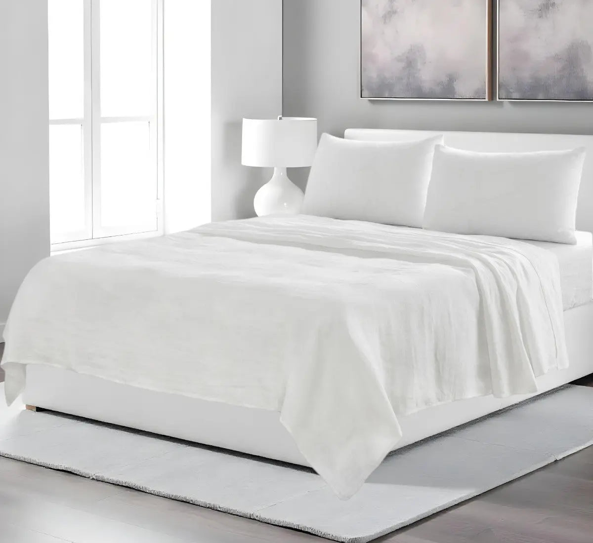 Four Piece Ivory Linen Sheet Set Homeroots Bed & Bath