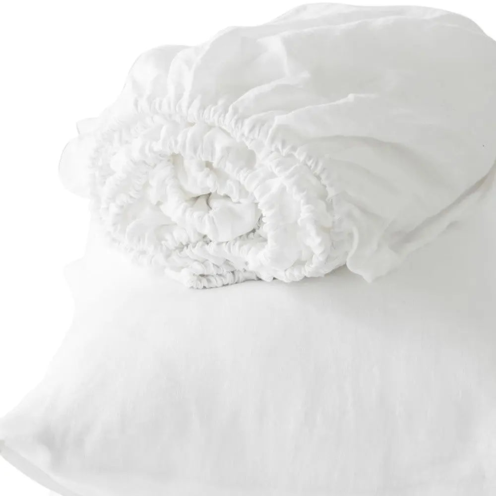 Four Piece Ivory Linen Sheet Set Homeroots Bed & Bath