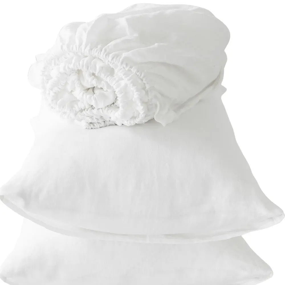 Four Piece Ivory Linen Sheet Set Homeroots Bed & Bath