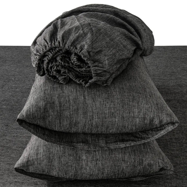 Four Piece Onyx Linen Sheet Set Homeroots Bed & Bath