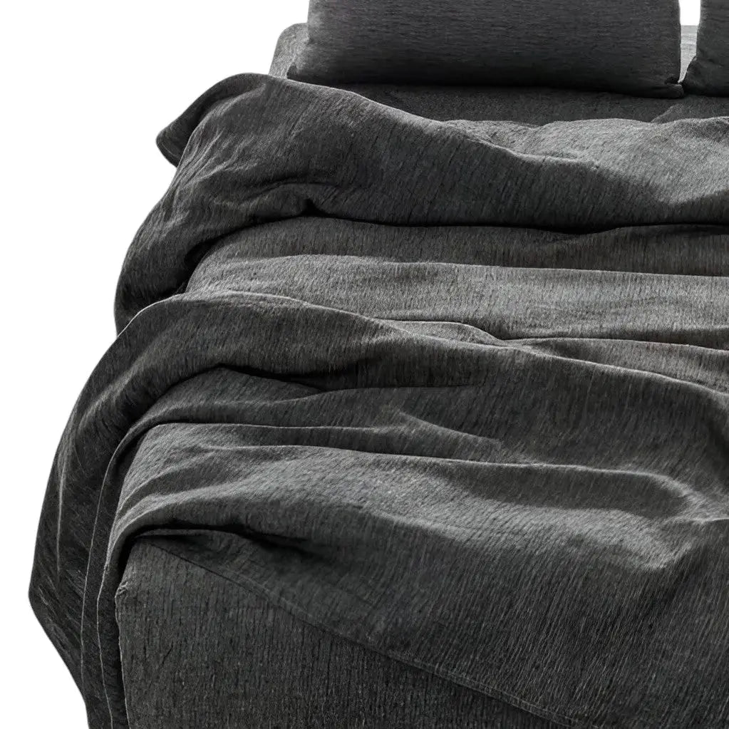 Four Piece Onyx Linen Sheet Set Homeroots Bed & Bath