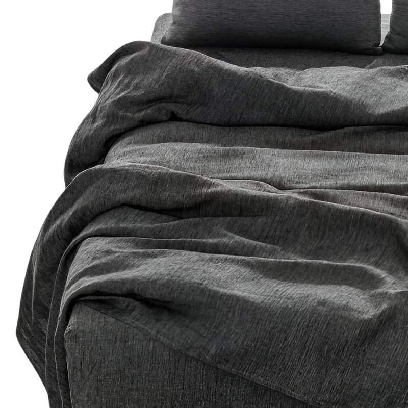 Four Piece Onyx Linen Sheet Set Homeroots Bed & Bath